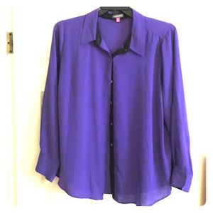 Vince Camuto roll tab purple button down shirt